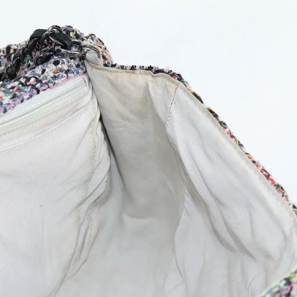 Chanel Matelasse Tweed Camellia Chain Shoulder Bag Multicolor